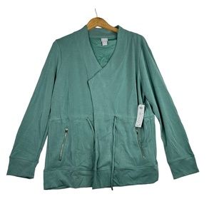 New Chico's Zenergy Sandwashed‎ Draped Jacket Frosted Teal Size 2